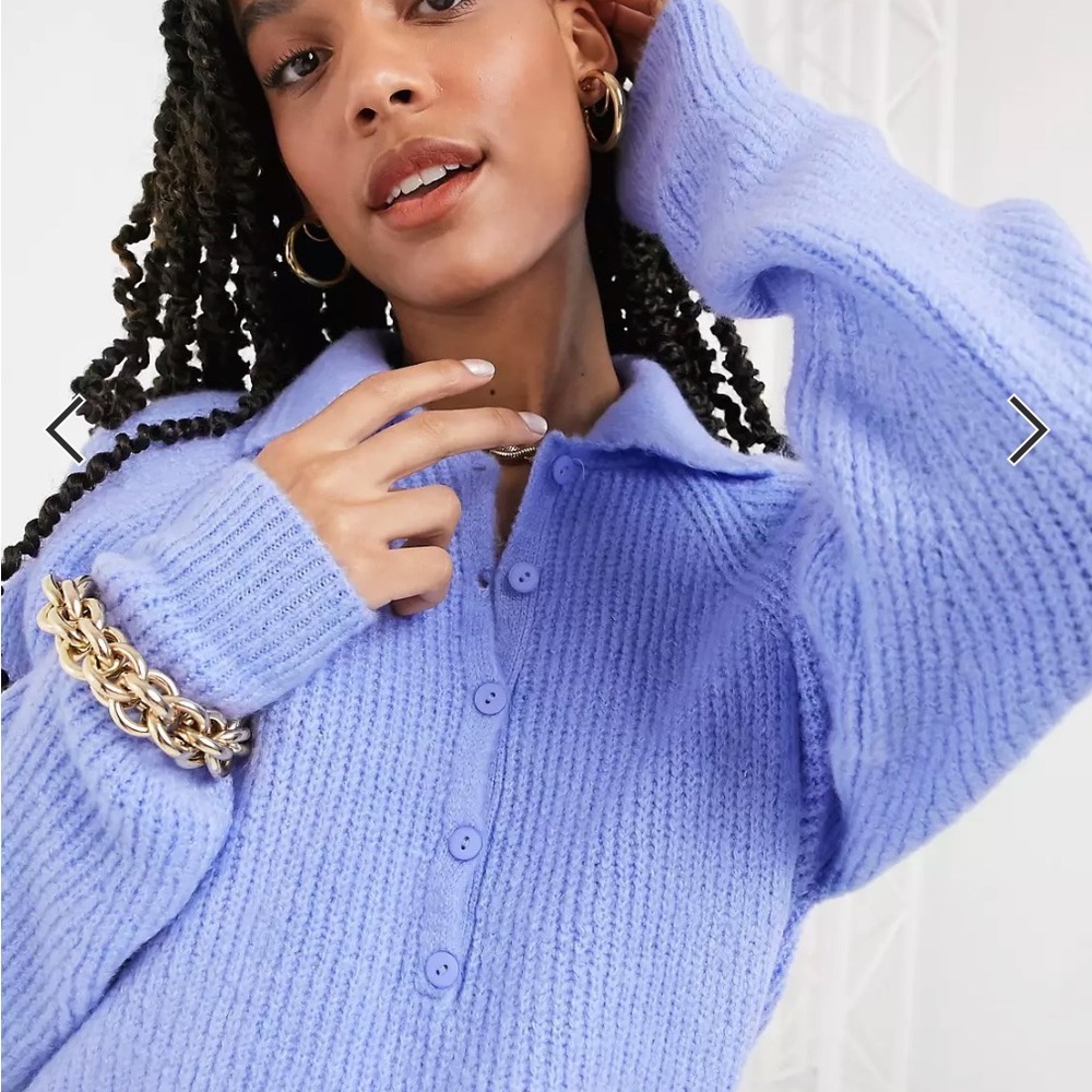 ASOS Design Blue Polo Collared Sweater